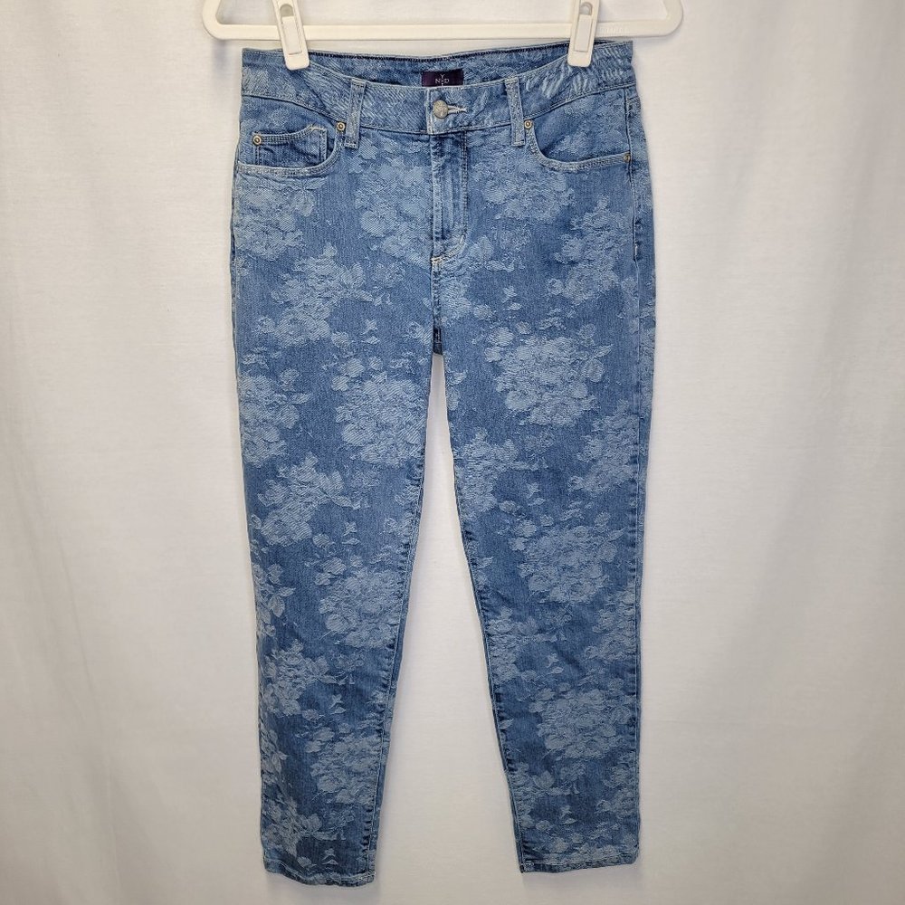 NYDJ Light Blue Floral Cropped Jeans
